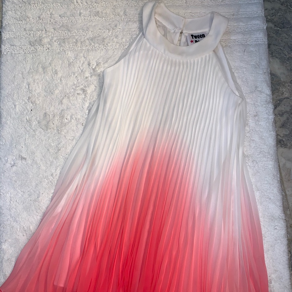 ❗️Tweens White-Pink Ombré Knee Long Dress❗️